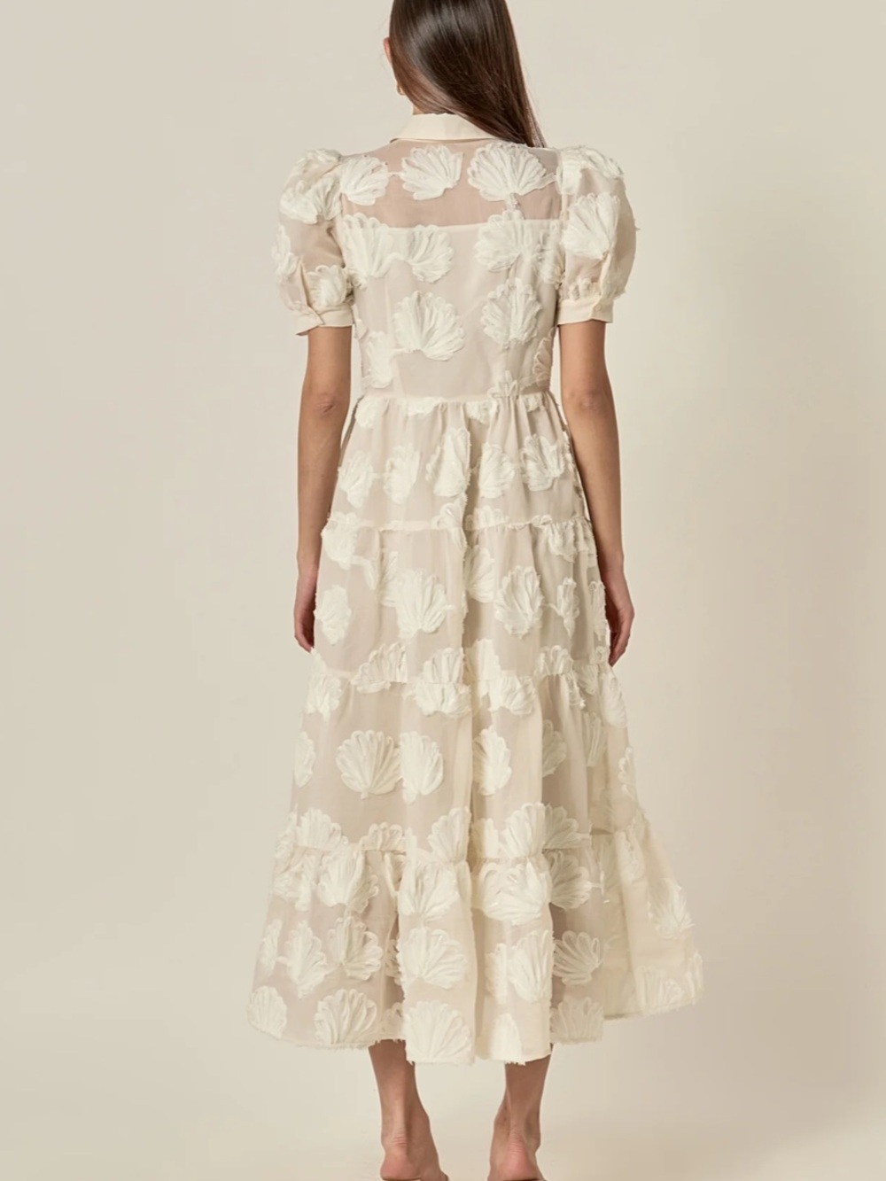 New! English Factory Embroidered Shell Midi Dress in Cream M - Picture 2 of 6